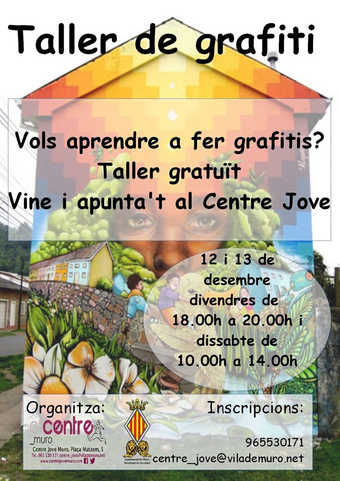 El Centre Jove de Muro organitza un taller de grafiti el 12 i 13 de desembre