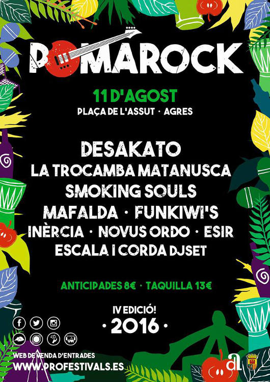 El POMA ROCK d'Agres celebra una nova edició el pròxim 11 d'agost