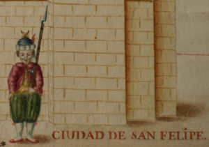 Foto5, Fragment d'un dibuix del gremi de velluters per als alardos de proclamació de Carles IV, 1789, Arxiu Municipal de Xàtiva, LG-645