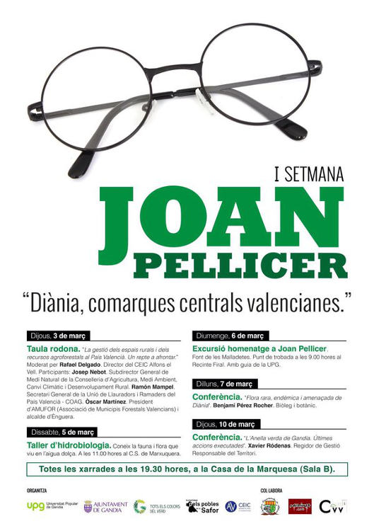 Gandia homenatja a Joan Pellicer del 3 al 10 de març