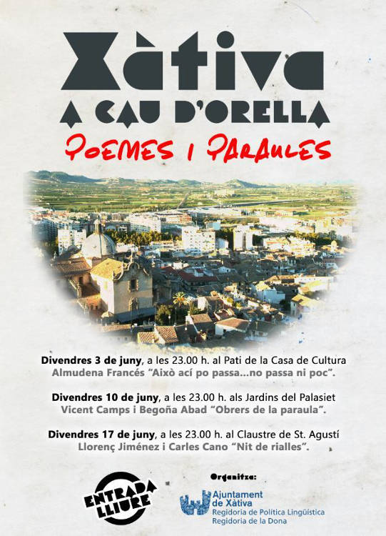 Xàtiva acull el cicle de recitals "A cau d'orella" del 3 al 17 de juny