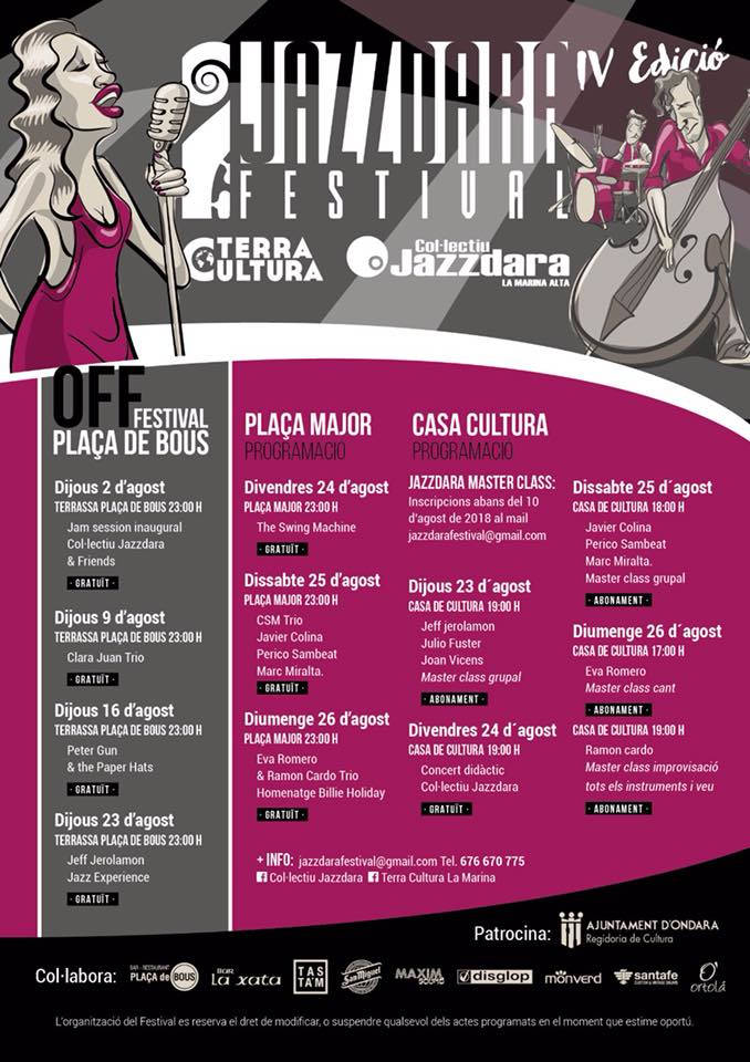 Ondara s'ompli de jazz amb l'OFF i el Jazzdara Festival durant tot el mes d'agost