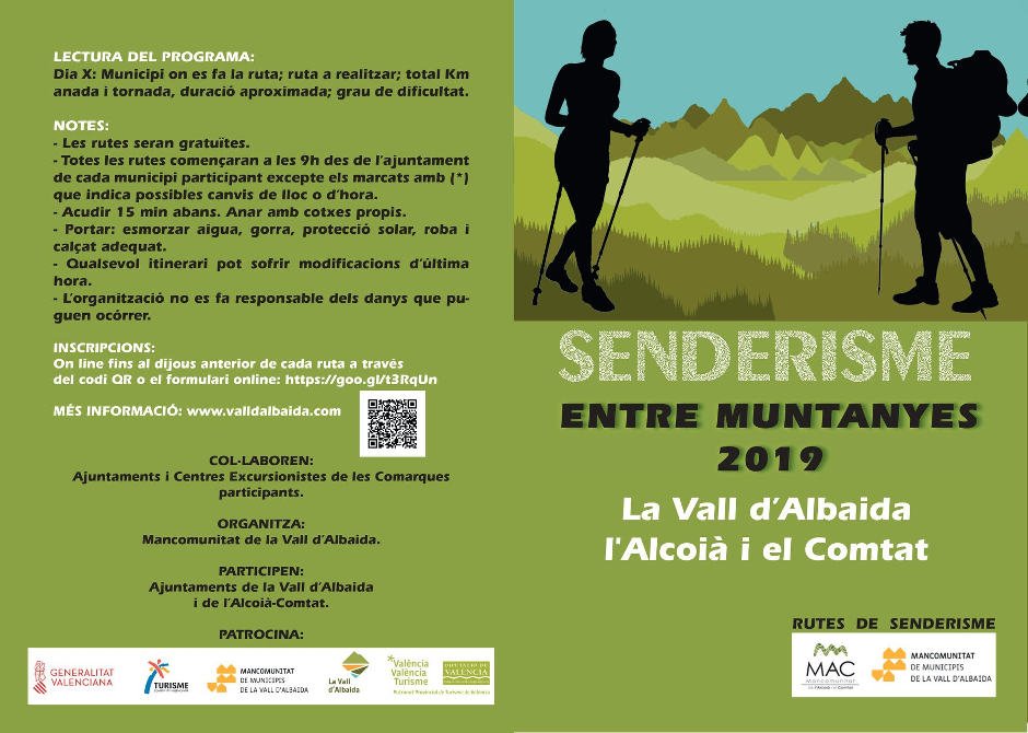 La nova edició de 'Senderisme entre muntanyes' inclou més de 25 rutes per l'Alcoià-Comtat i la Vall d'Albaida