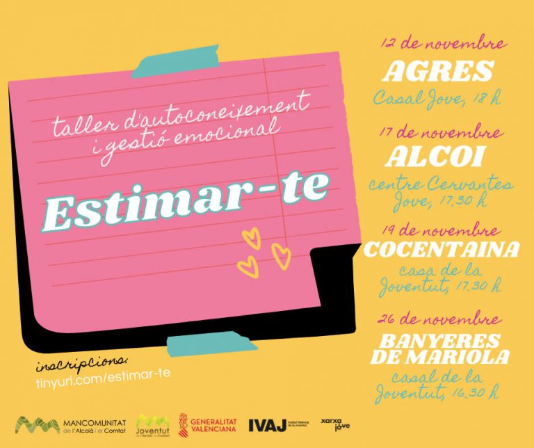 Ja pots inscriure’t al taller de gestió emocional ‘Estimar-te’