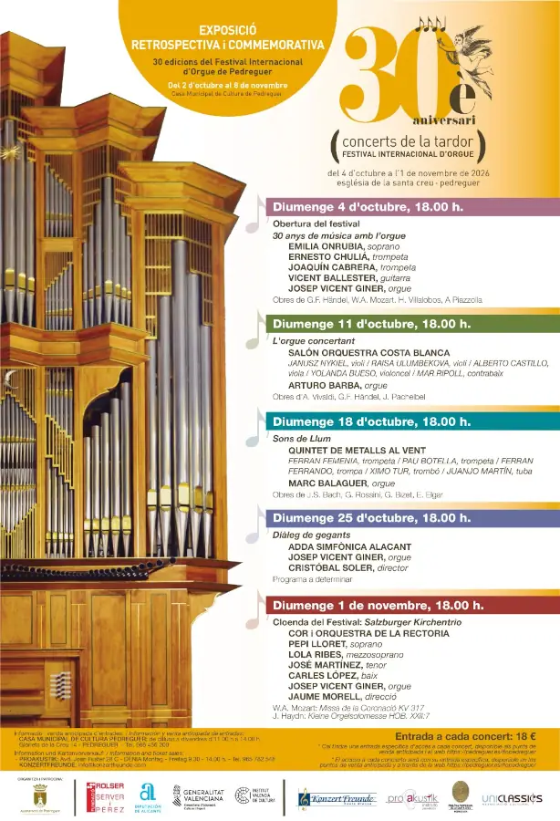 Festival Internacional Orgue Pedreguer 2026